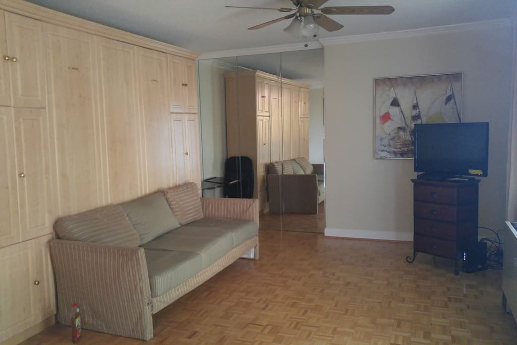 Studio With Murphy Bed. See pictures for operation.
