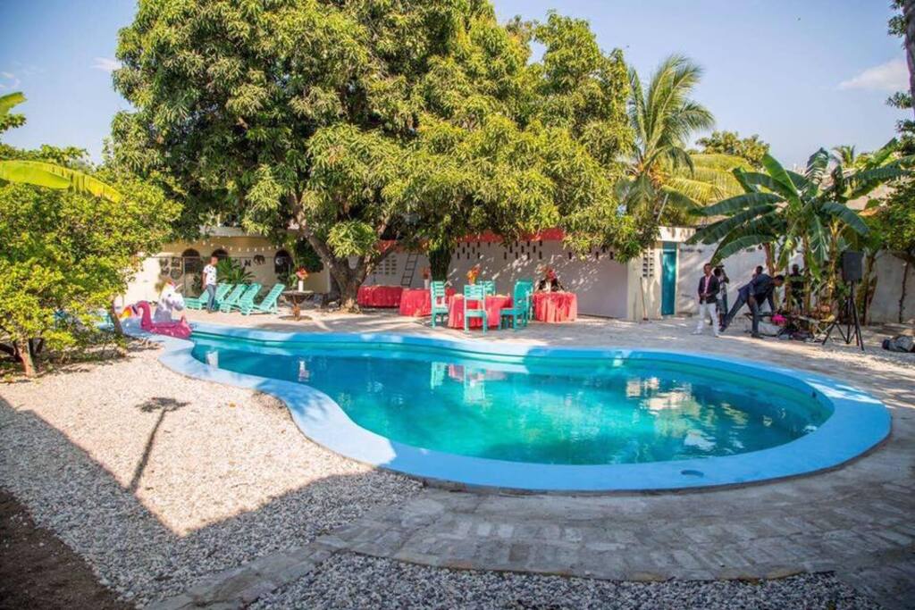 Take a dip in our guitar shaped pool to cool off.