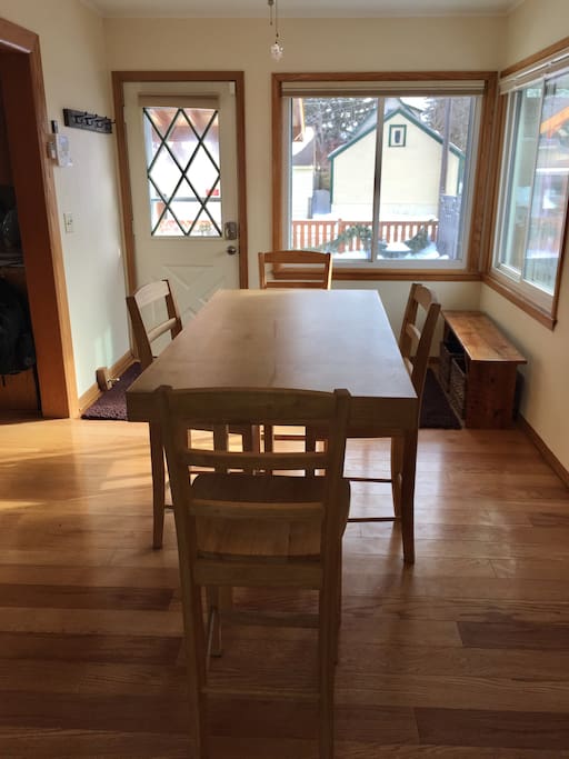 Host a fun dinner in our open-concept dining room attached to our dining room and kitchen.