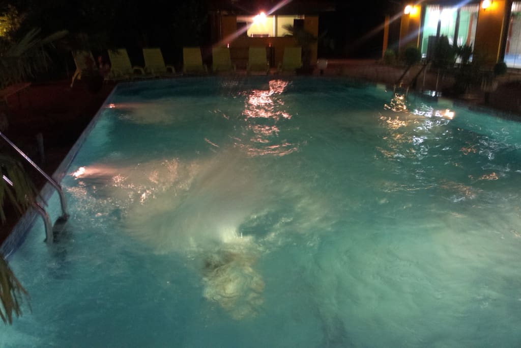 swimming pool by night
