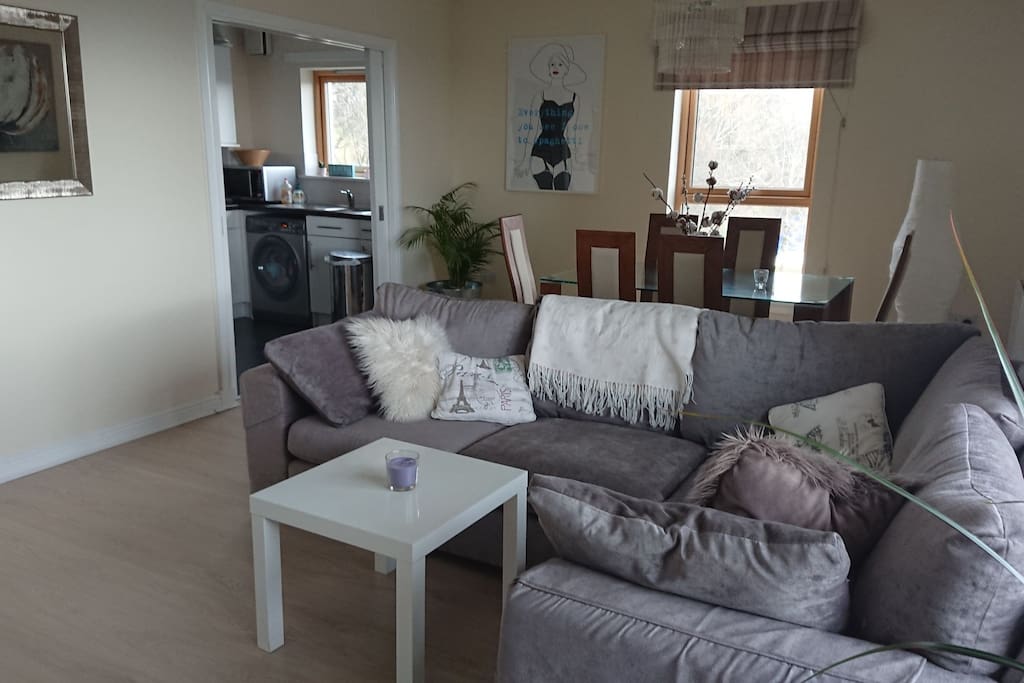 spacious open plan lounge and dining area.