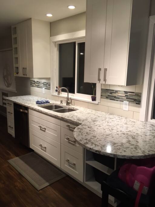 Closer view of the kitchen sink side