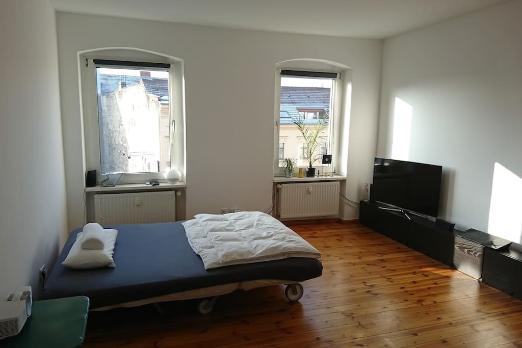 Your room. You can lock this room. It has a TV and a homecinema system where you can Netfllix