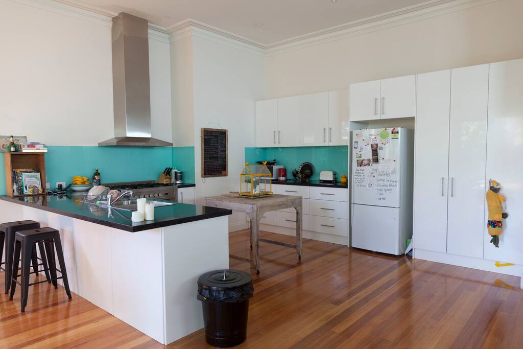 Spacious kitchen with breakfast bar.