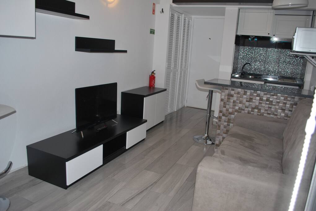 Living room and kitchen open space (with tv and free wifi)