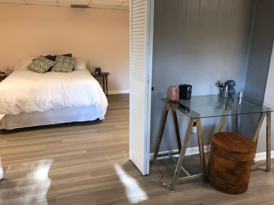 Desk and bedroom