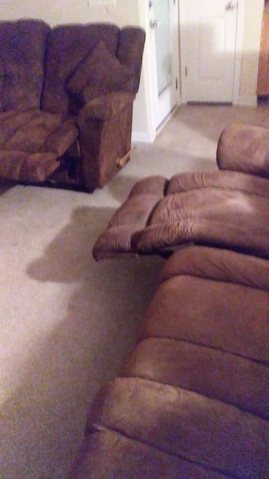 Full reclining swede living room sofa