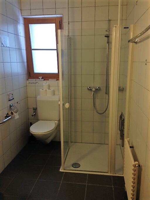 Shared bathroom in Spycher house.