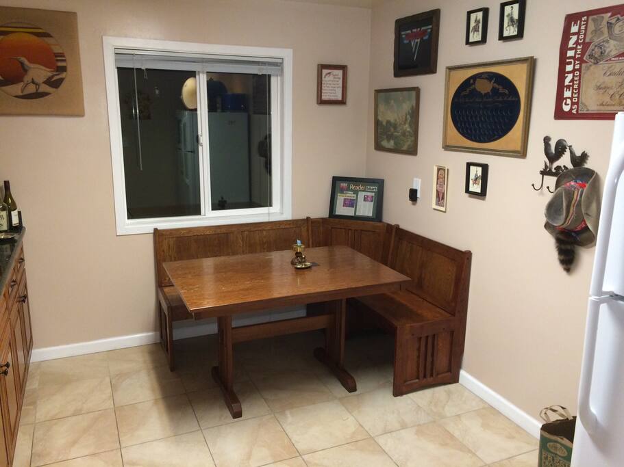 Kitchen with breakfast nook, and plenty of space for cooking.
