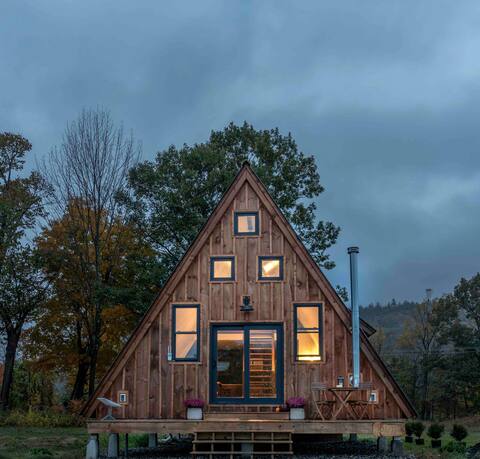 Classic A-Frame with river, mountains, and hot tub