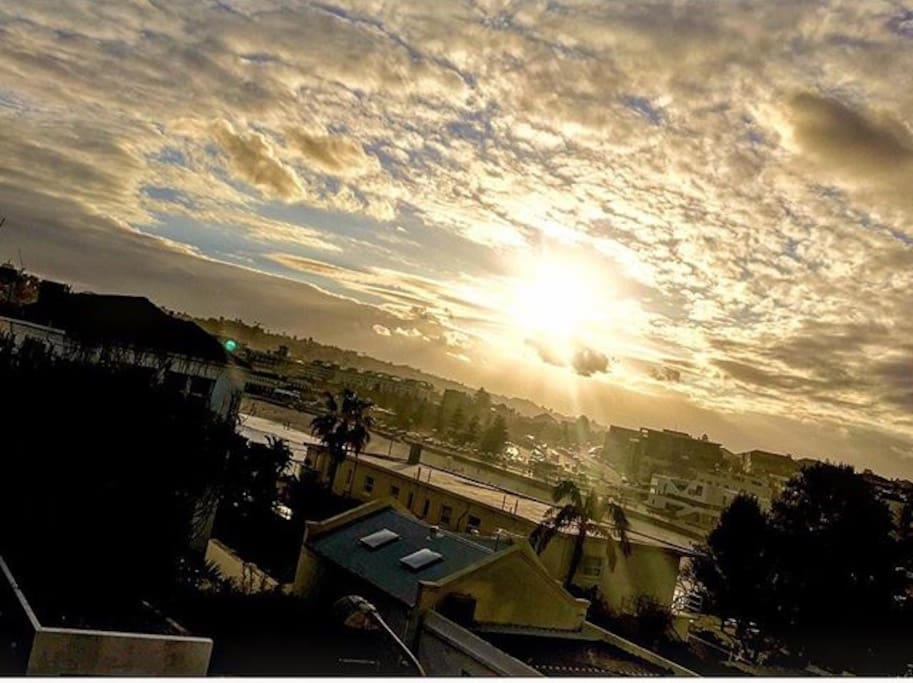 Spectacular sunset from the balcony day beds