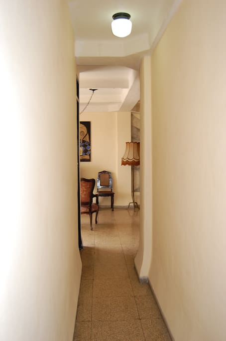 Corridor, view from the rooms to the sitting room/dining room