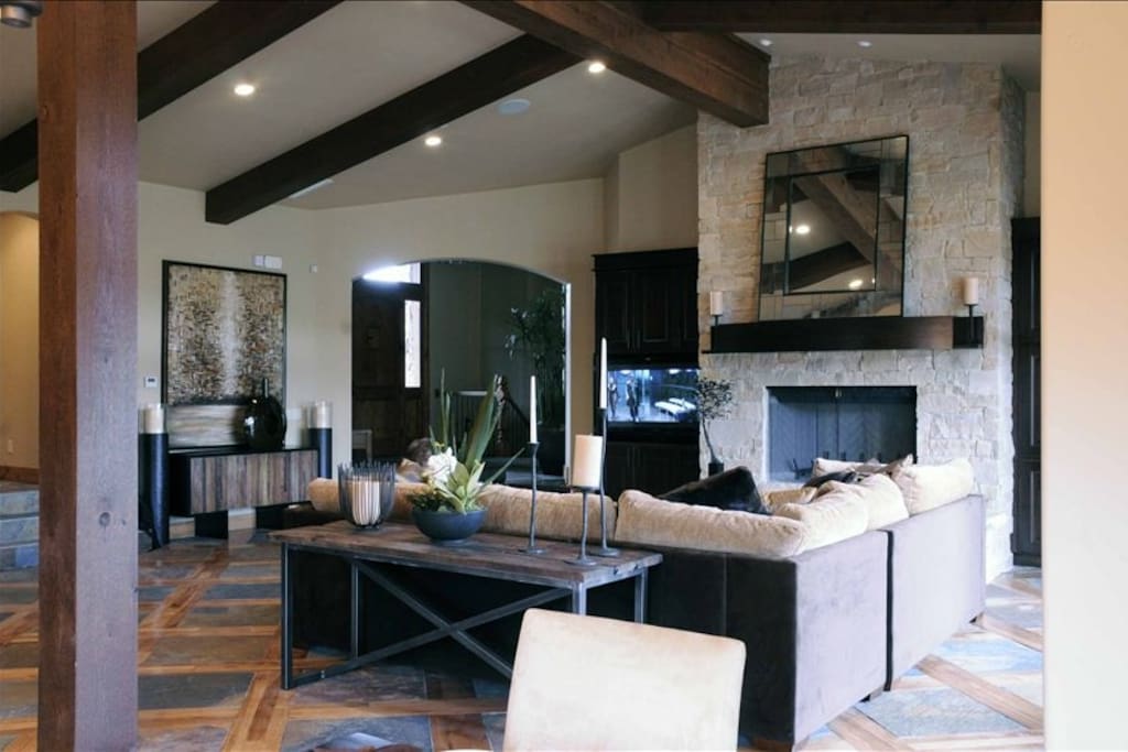 One of 2 large family rooms, beautiful deck off the back.