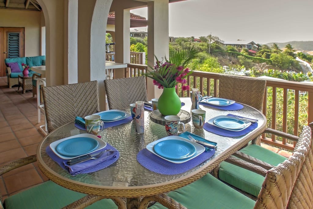 Gather with friends and family around the patio table for delicious home-cooked meals and family games.