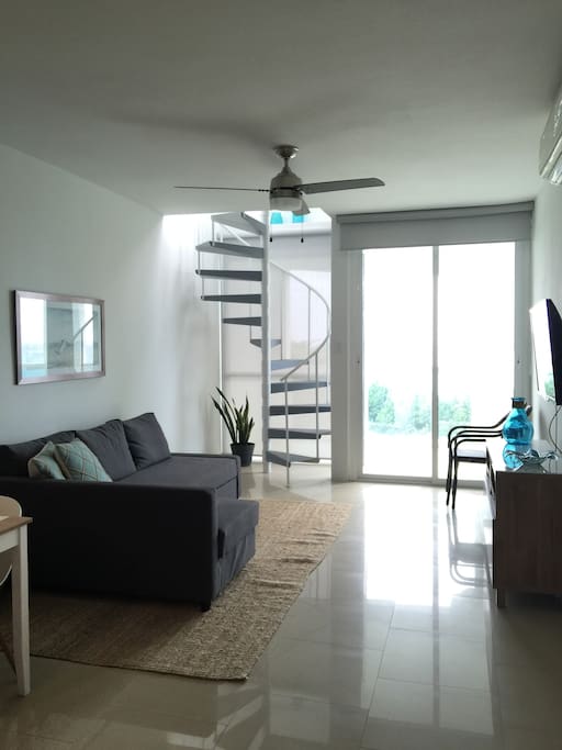 On the first floor you'll find the kitchen, dinning, living, balcony, 2B and 2 bath.