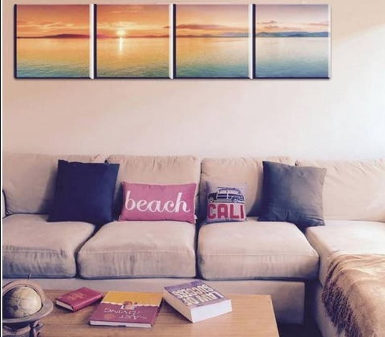Listen to the waves crashing while siting on our sunny comfy couch.