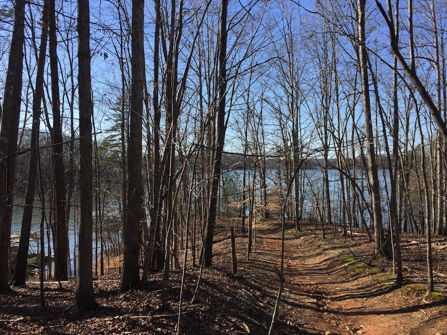 gentle slope to lake, walkable distance