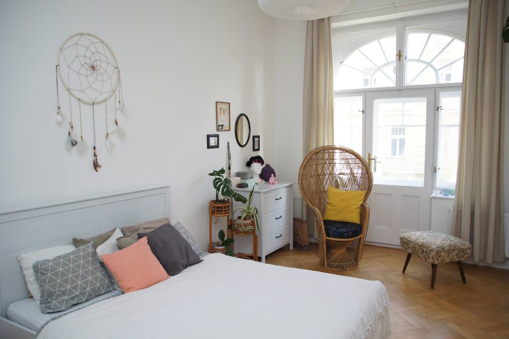 Beautiful Bohemian Bedroom with Balcony