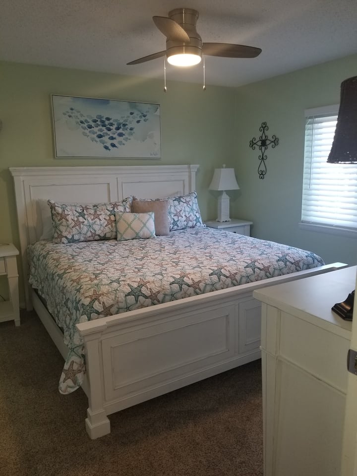 Master bedroom with king bed.