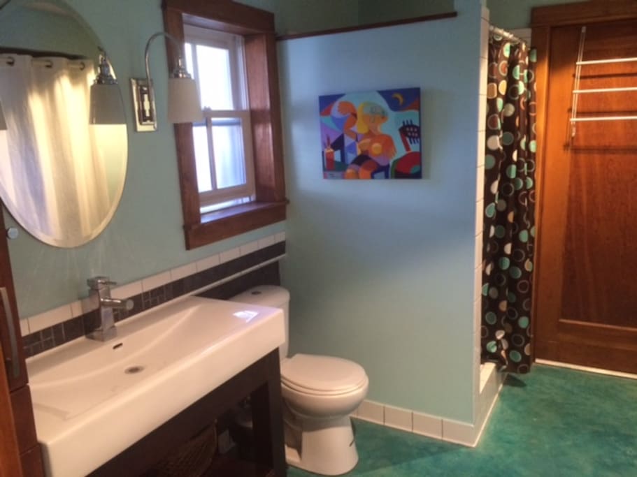Bath with shower and dressing area