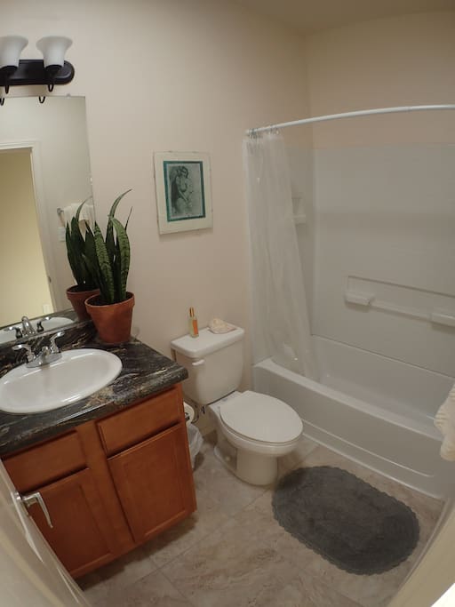 Full, private bath across the hall