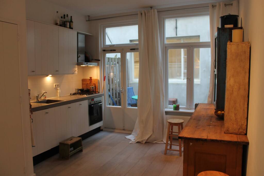 Kitchen leading to terrace.