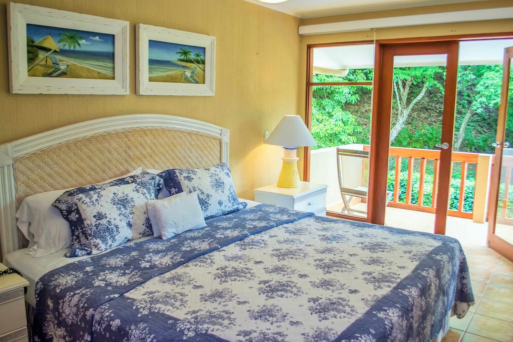 Sleep to the sounds of the ocean waves in our master en suite bedroom. The balcony overlooks the pool and the sea below!