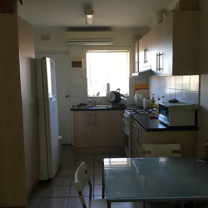 Kitchen with big fridge to store all your stuff, anything can be cooked in this small kitchen :)