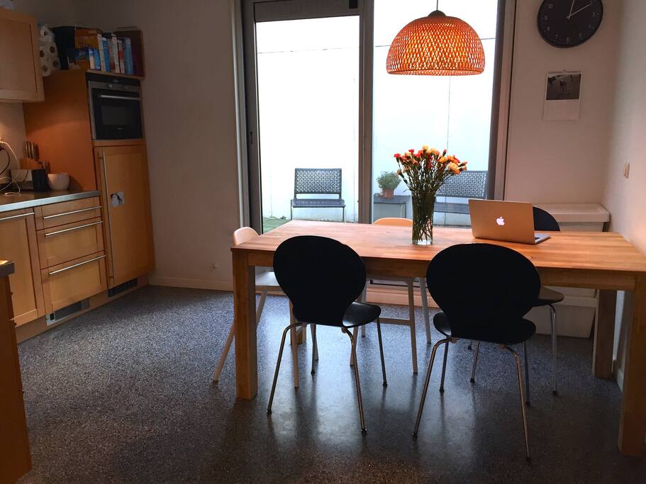 Eat-in kitchen with attached patio
