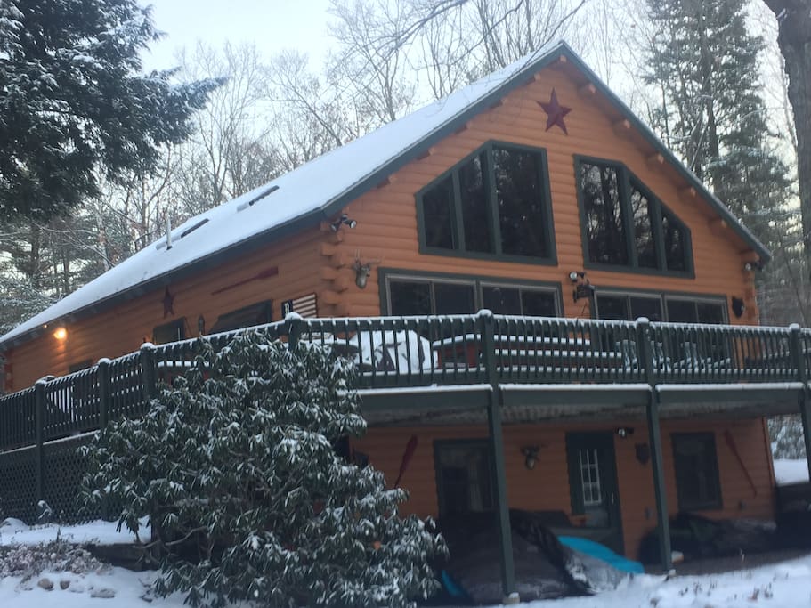 The Log Cabin in Winter - very cozy and romantic. Sit by the fire and relax.