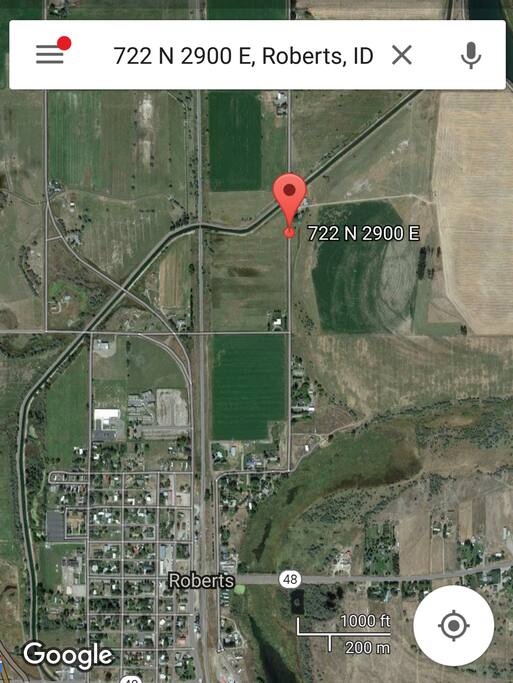 Location in Roberts, ID (Google Satellite).
