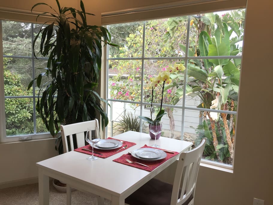 Dining area overlooking garden