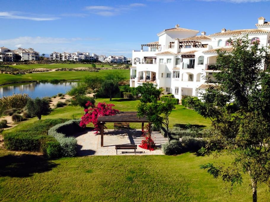 Top left balcony overlooking the lake and the golf course