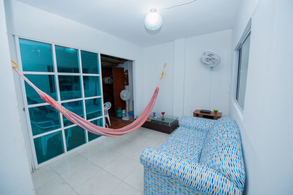 Living room with a hammock