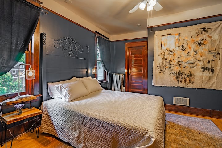 Your private room with Queen sized bed - mattress is medium/soft
