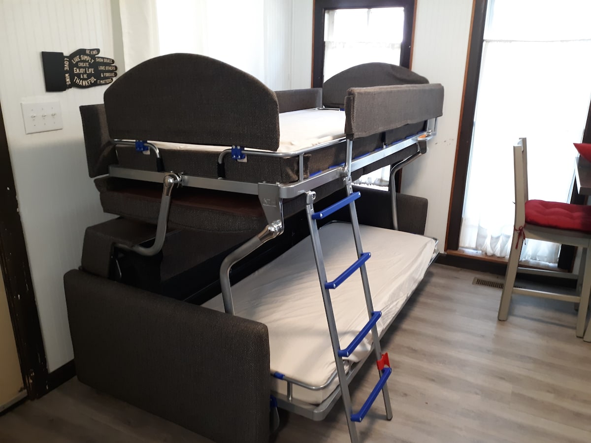 The couch that turns into bunk beds with memory foam mattress