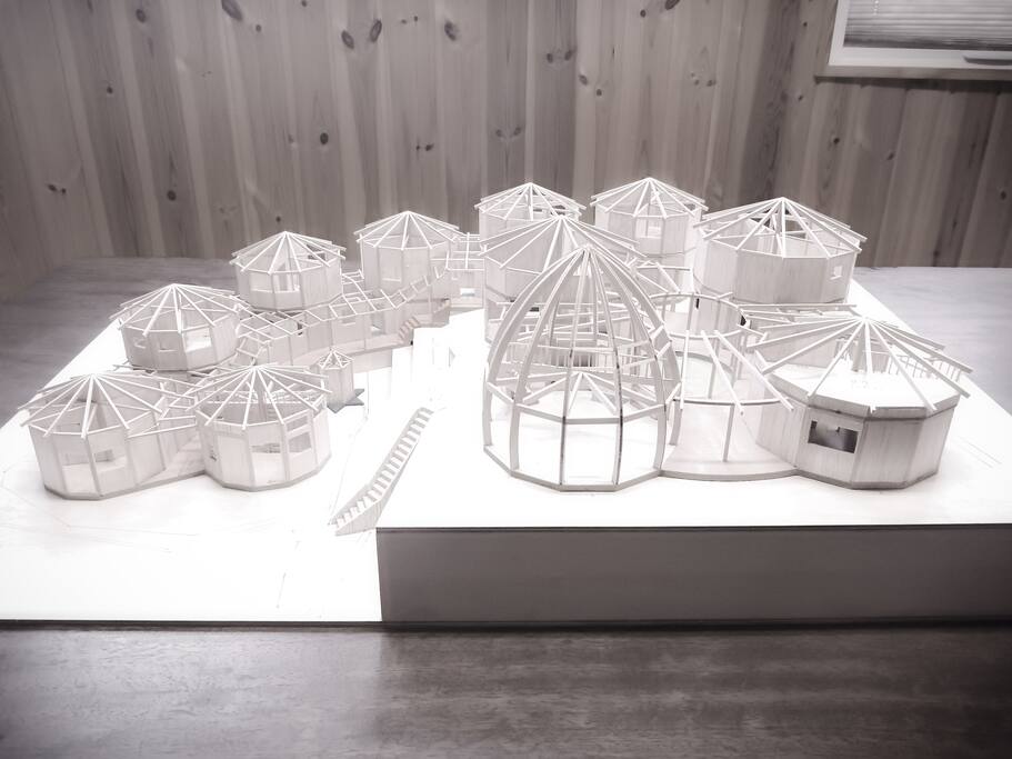 The scene of the architect model.
The tallest building is where you will be staying at.