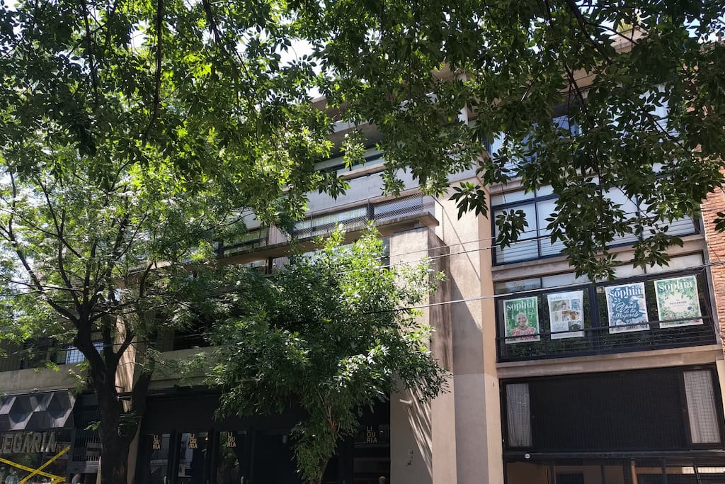 The front of the building