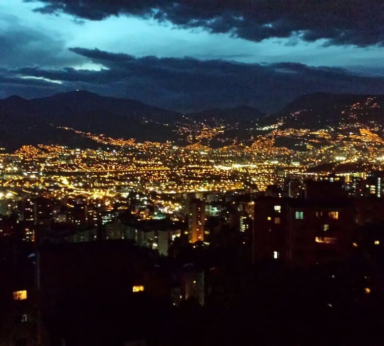 Night time view Medellin