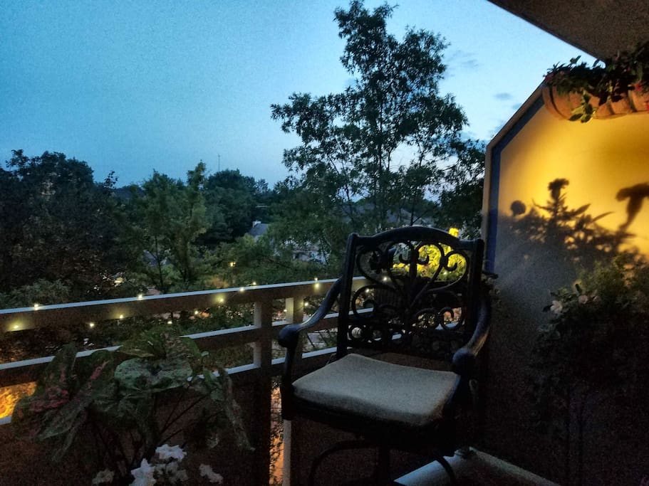 Balcony. Bar height table coming soon. Solar panel lights :)