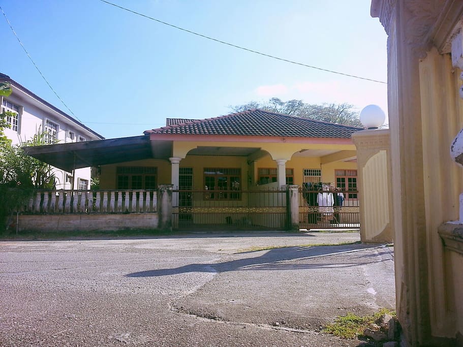 View from outside the house. The big gate is the mosque.