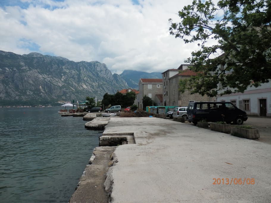 Waterfront outside apartment