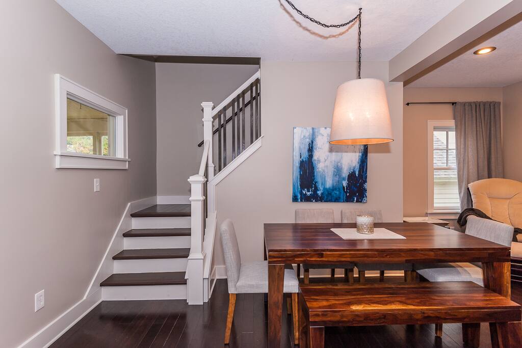 Main floor: Great dining room that opens up into the living room.