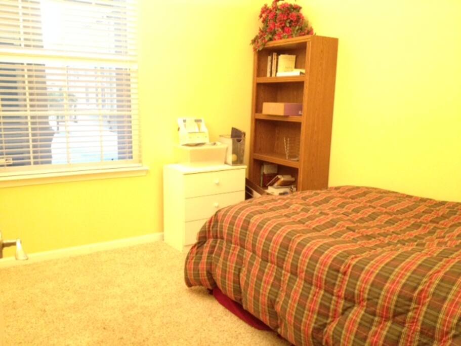 Your bedroom (it's not yellow, it's more cream)