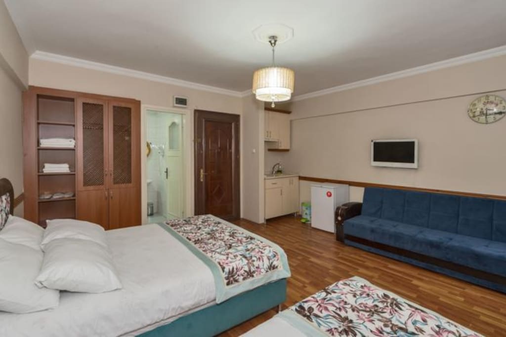 Double and single bed
