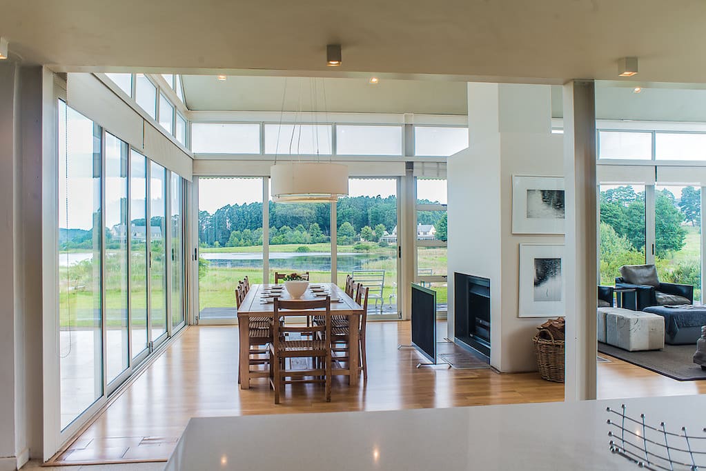 Open plan living makes ease, connection and comfort. The living area engages with the outside while keeping you warm inside.