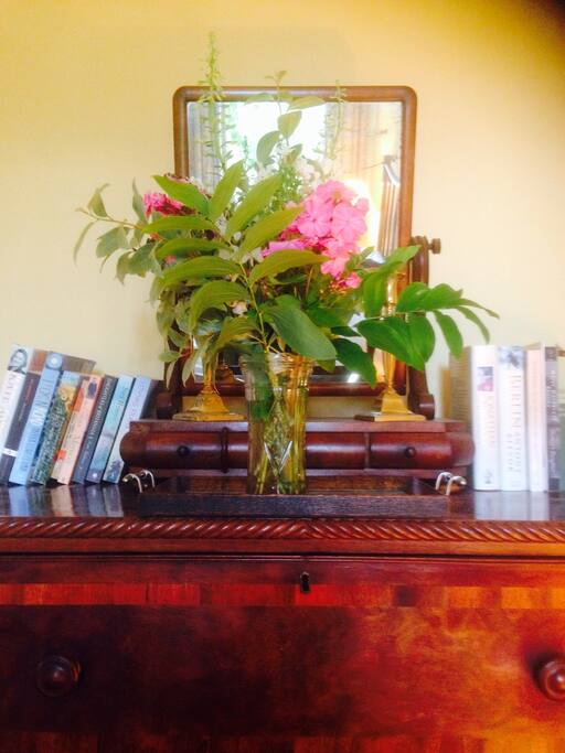 Chest of drawers and garden flowers