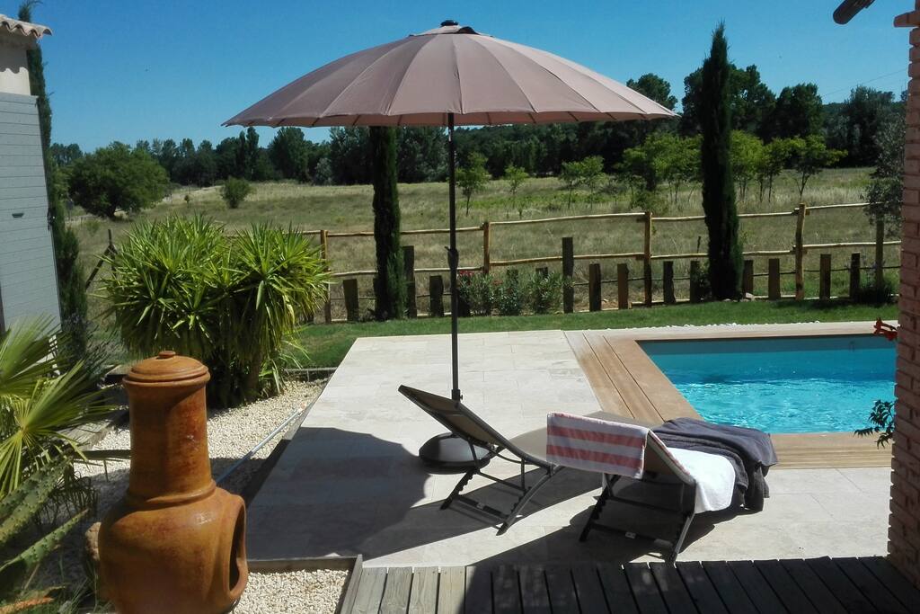 The saltwater pool overlooks the Provencal countryside.