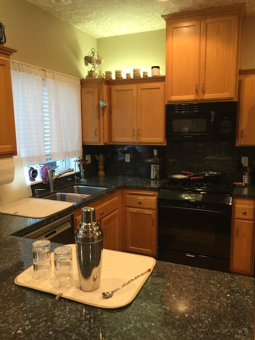 Enjoy...we can make you a drink when you arrive and cook you breakfast in the morning...