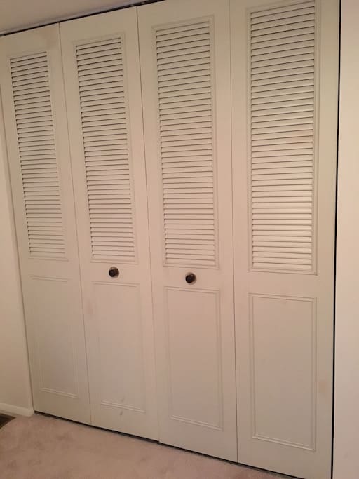 Spacious closet with hangers!